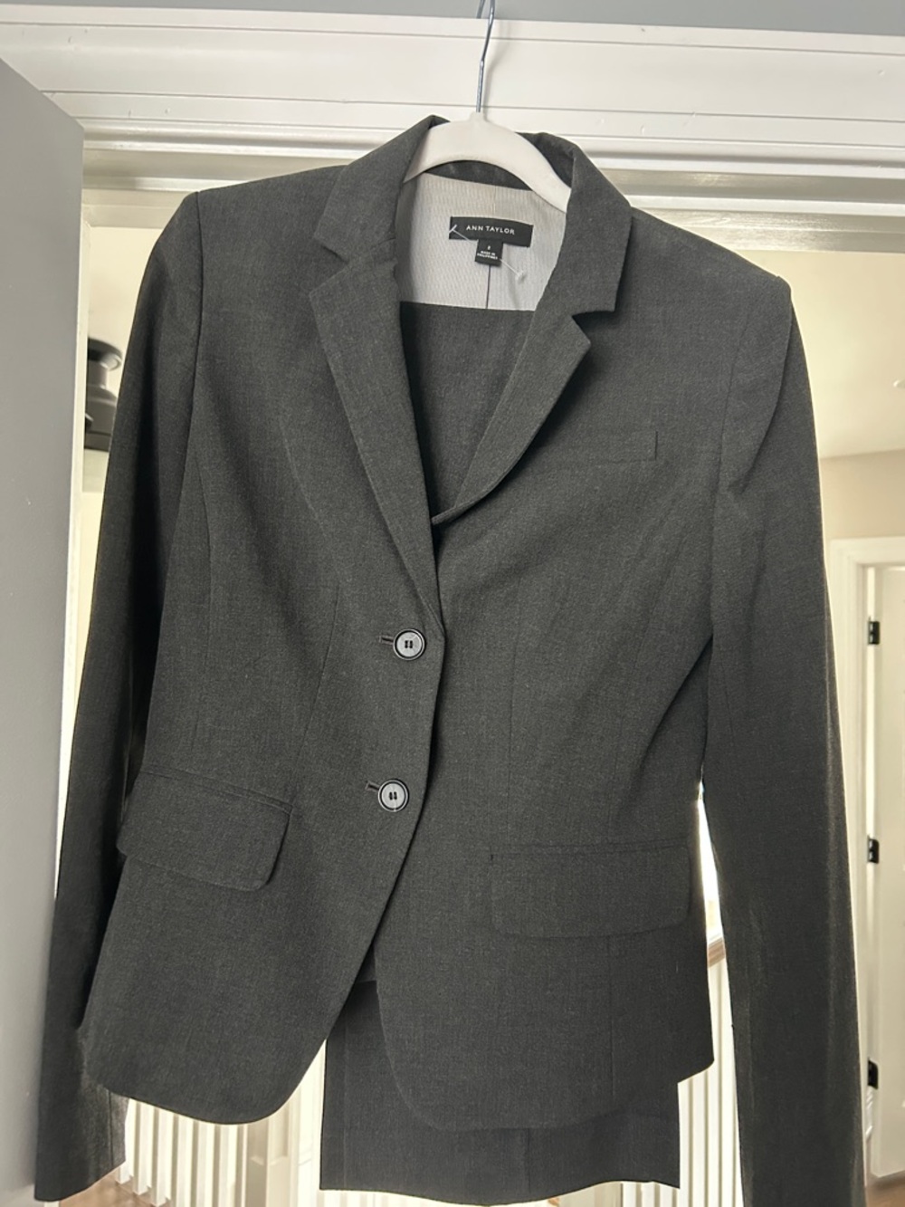 Ann Taylor Charcoal Two-Button Women's Suiting - Jacket and Pant suit